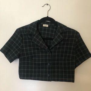Brandy Melville Buttoned Down Plaid Crop Top